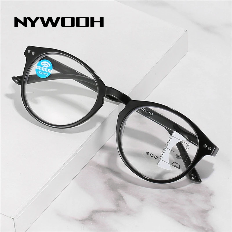 

NYWOOH Anti Blue Light Reading Glasses Women Men Progressive Multifocal Eyeglasses Unisex Near Far Sighted Multifunction Eyewear