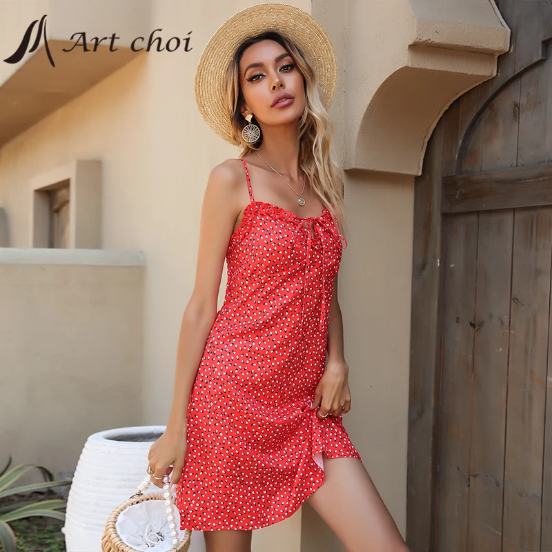 

Women Sexy Print Mini Chiffon Spaghetti Strap Dress Summer Skirt Sundress Sleeveless Backless Bandage Ladies Party Vestido