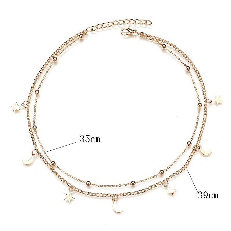 

Bohemian Multi-layer Moon Star Necklace For Women Gold Color 2021 Vintage Pendant Necklaces Geometry Chokers Jewelry Gift Choker