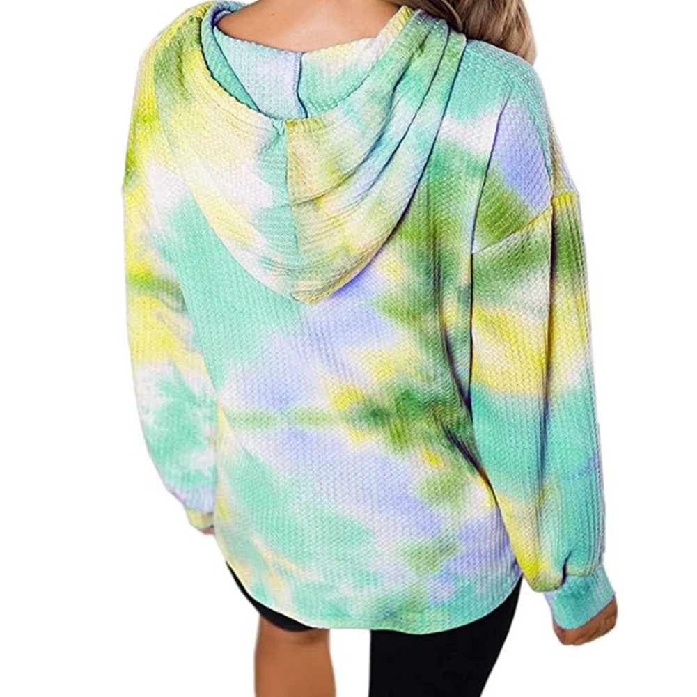 

Women Autumn Tie-dyed Drawstring Hoodies 2020 New Fashion Female Long Sleeve Sport Casual Loose Large Sweatshirts Pullover Tops