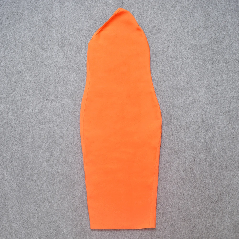 Оранжевое облегающее платье на одно плечо с открытой спиной высокое качество