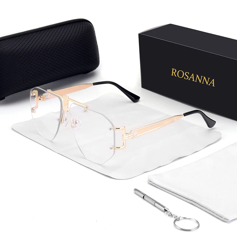 Солнцезащитные очки без оправы UV400 для мужчин и женщин нестандартные брендовые