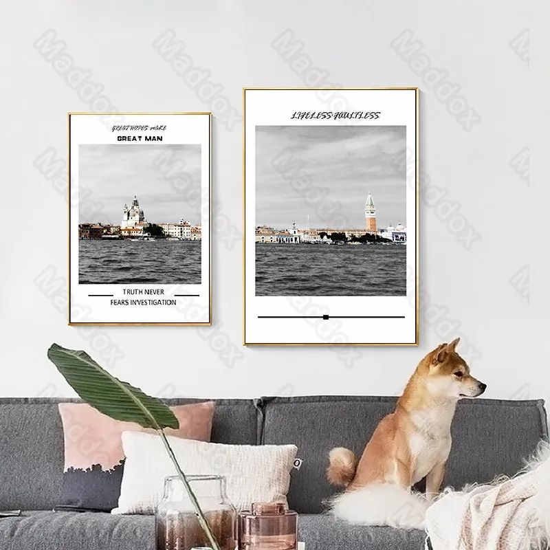 

Wall Pictures for Living Room American Style Seaside Architecture Personality Fashion Mural Living Room Decoration Painting