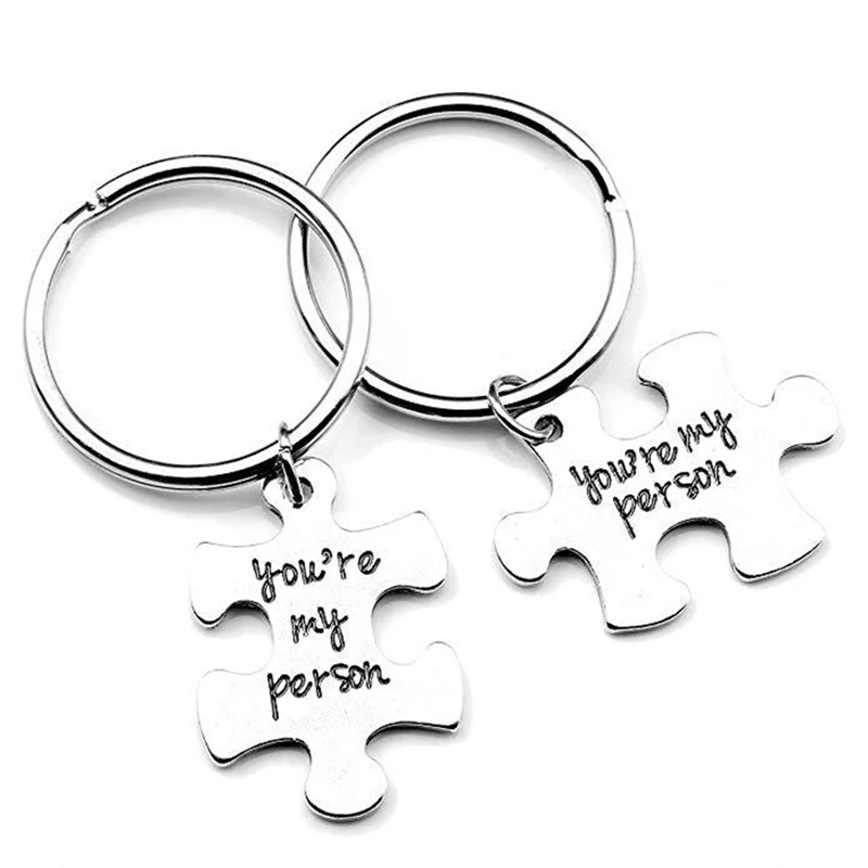 1 пара серебряный шикарный брелок для ключей пазл ты мой человек кулон сумка