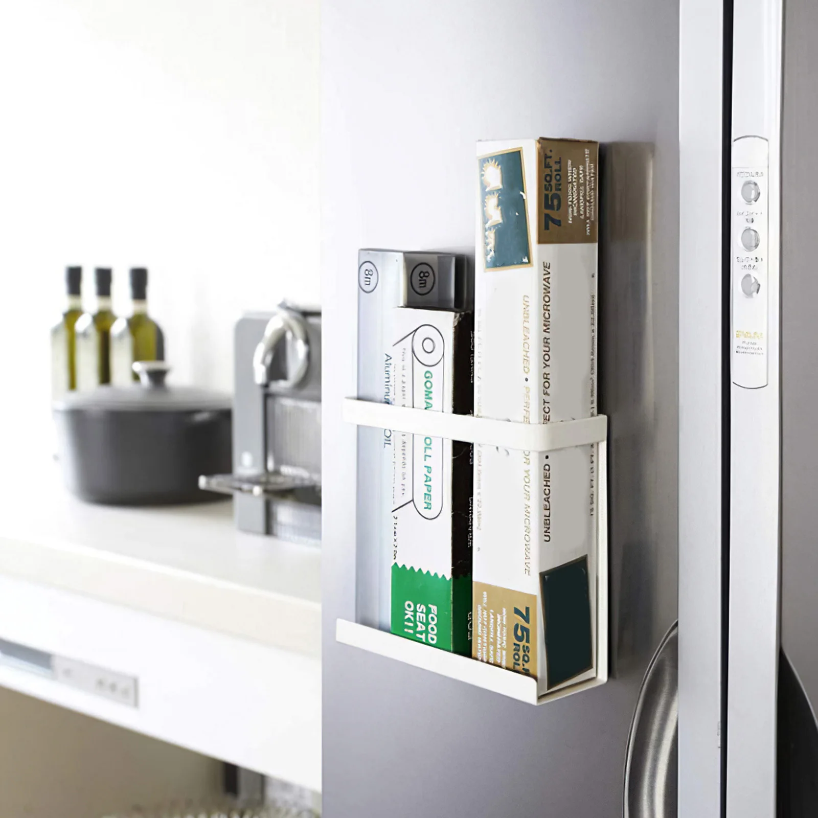 

Durable Magnetic Spice Rack For Refrigerator Kitchen Cling Film Storage Shelf Fridge Side Hanging Organizer Shelves For Home