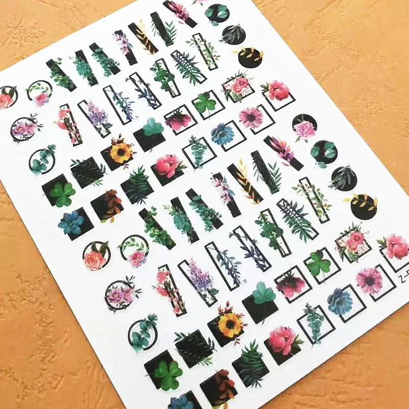 

Newest Z-D3594 flower pattern 3D nail sticker back glue nail decals Japan Korea type DIY decoration for nail tips