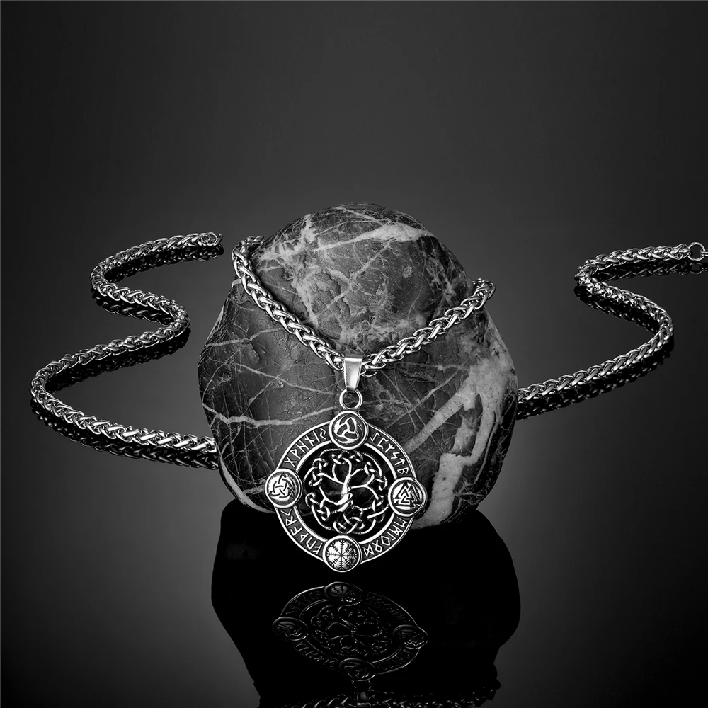 Ожерелье Vikings Vegvisir Рунический Амулет из нержавеющей стали для мужчин мужское