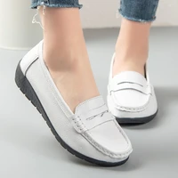women flats slip on soft loafers women genuine leather shoes platform nurse ladies flat shoes wedge white zapatos de mujer