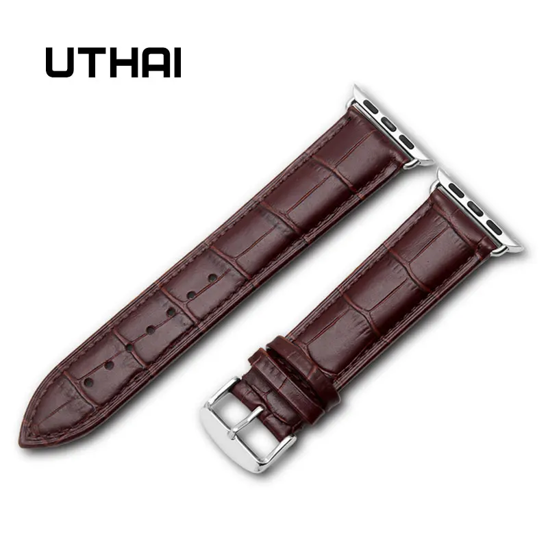 Кожаный ремешок UTHAI A03 для часов Apple Watch 42 мм 38 мм 44 мм 40 мм сменный ремешок для iWatch 4 3 2 1 Ремешки для наручных часов