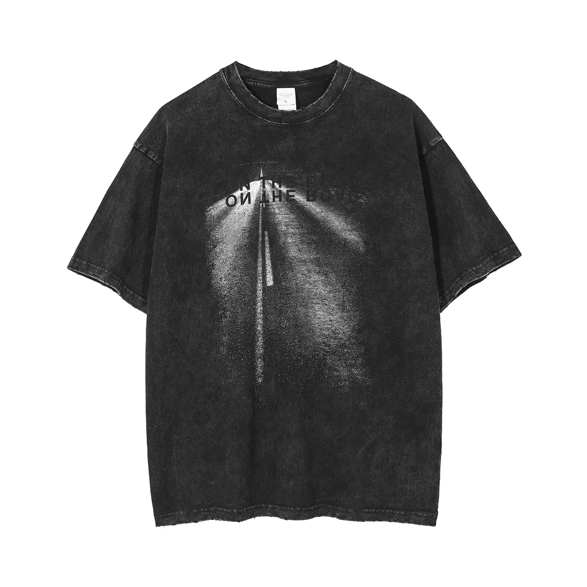 

Men T Shirt Streetwear Street Lamp Harajuku Retro Hip Hop Washed Tshirt New Oversize 100% Cotton Tops Tees Male Couple T-Shirt