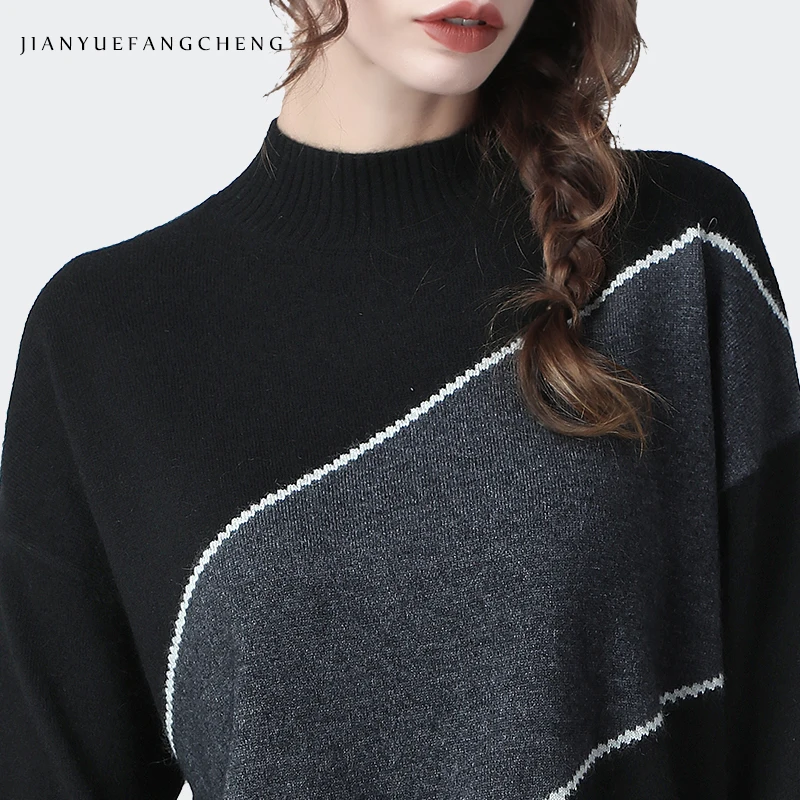 Women Winter Warm Rabbit hair Sweater Loose Plus Size Striped Knitted Pullovers Wool Sweaters Fashion Outwear Casual 2019 New