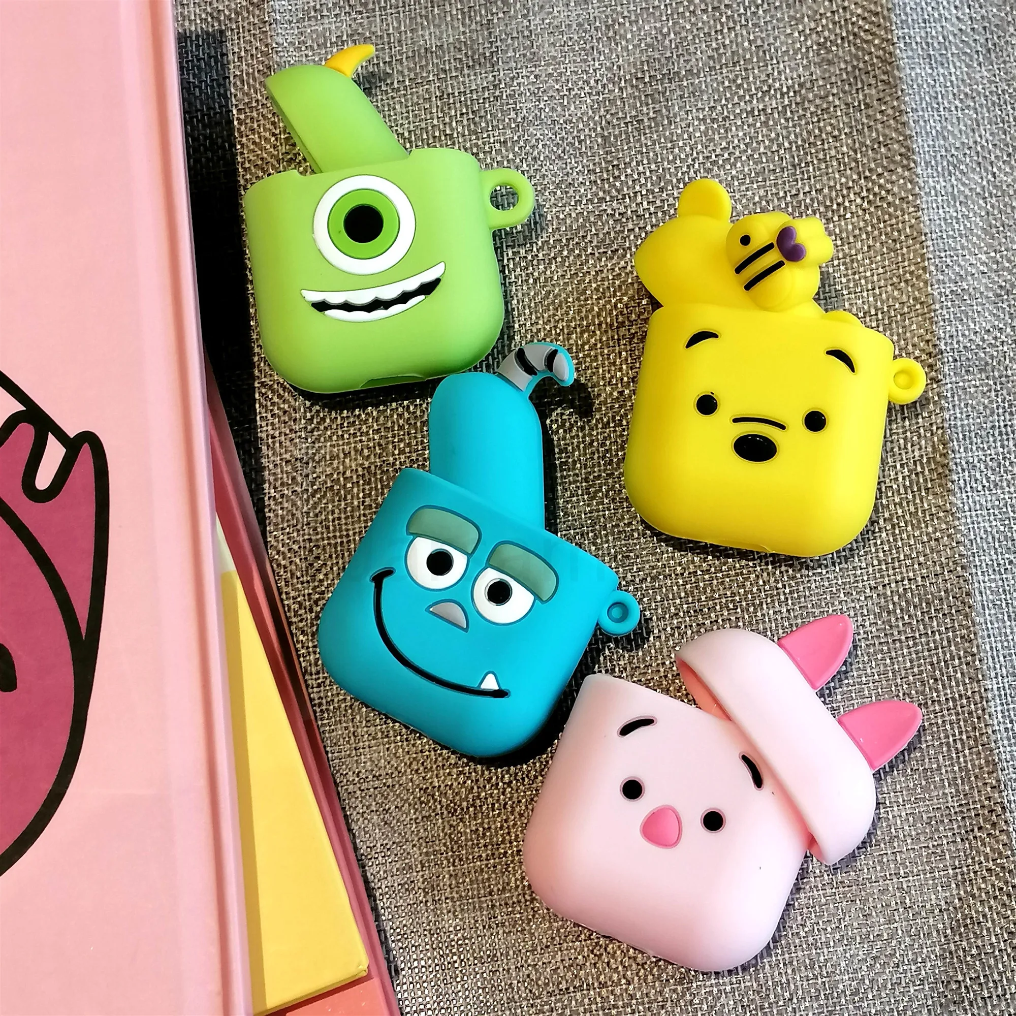 Чехол для Airpods силиконовый чехол с мультяшным рисунком Apple Air pods милый наушников 3D