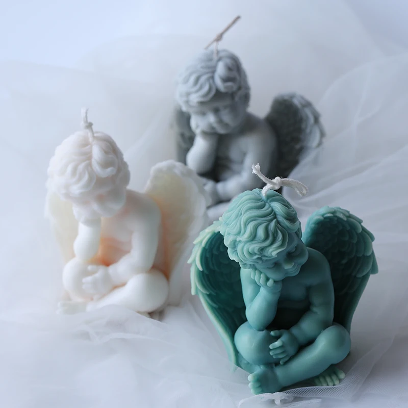 

3D angel Candle Mould Aromatherapy Candle Plaster Mould For Decoration Silicone Candle Molds Bee wax candle mold