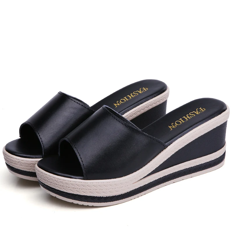 2019 летние женские тапочки из натуральной кожи с открытым носком Вьетнамки