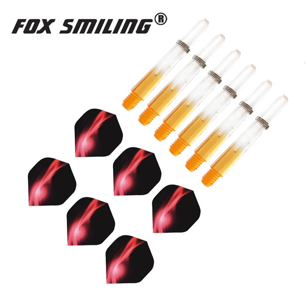 A Set Orange Fox Smiling 2BA 35 мм нейлон Дротика валы с Дротика s полеты дардо перо Листья набор красочные аксессуары для игры в дартс Дротика настольные игры - Цвет: A Set Orange