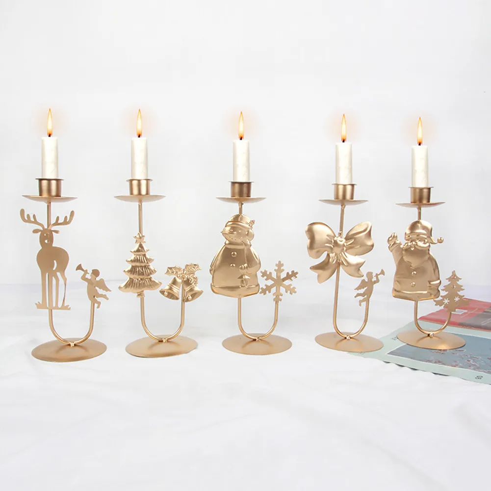 

Christmas Candlestick Holders Retro Wrought Iron Candle Holder Creative Christmas Candle Holder Ornaments Home Party Table Deco