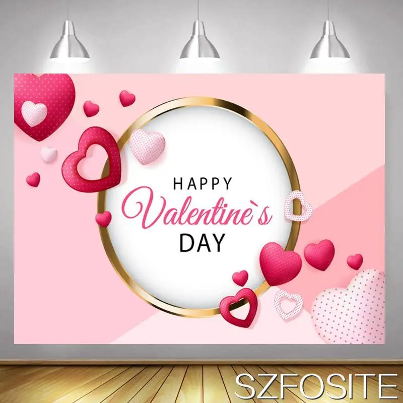 

Romantic Pink Valentine's Day Love Theme Backdrop Couples Holding Embrace Photos Room Decoration Photography Studio Background
