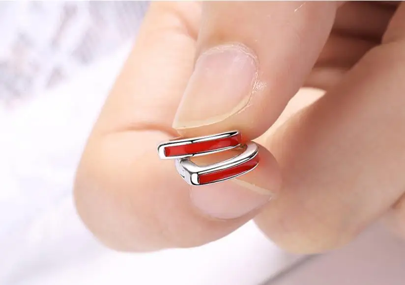 Женские серьги кольца Everoyal модные из стерлингового серебра 925 пробы с Красной