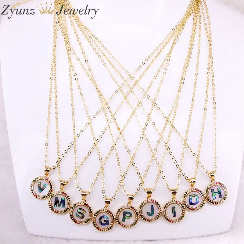 10 шт. золотой цвет первоначального 26 букв алфавита Шарм проложить Радуга CZ основа
