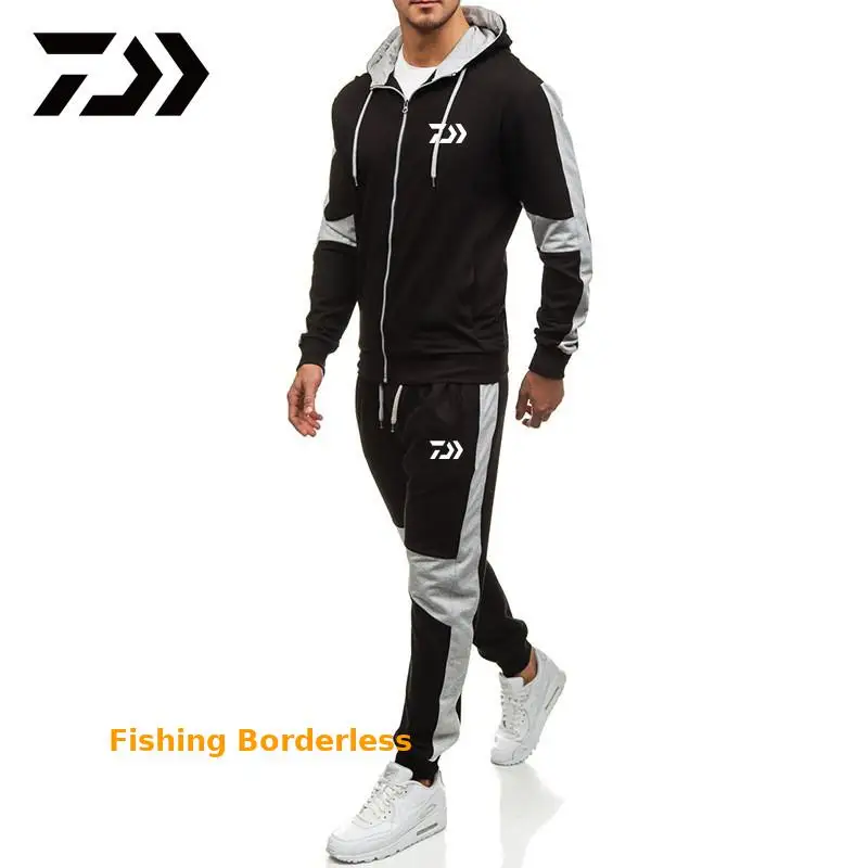 

New Spring Daiwa Fishing Suits Outdoor Breathable Full Sleeve Fishing Hoodie Elastic Pants Sports Set Men Fishing Clothes