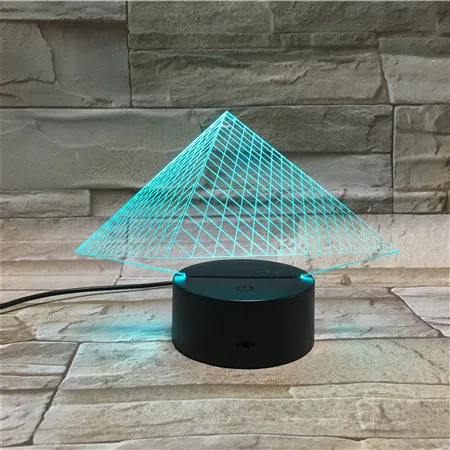 Модель пирамиды 3D красочные RechargeableLED ночной Светильник LED светодиодные лампы