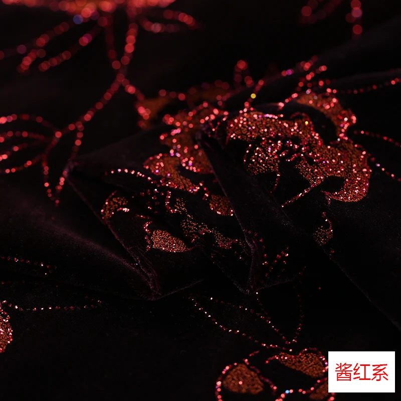 Bronzed natural mulberry silk velvet fabric for dress thickening cheongsam burnout cloth | Дом и сад