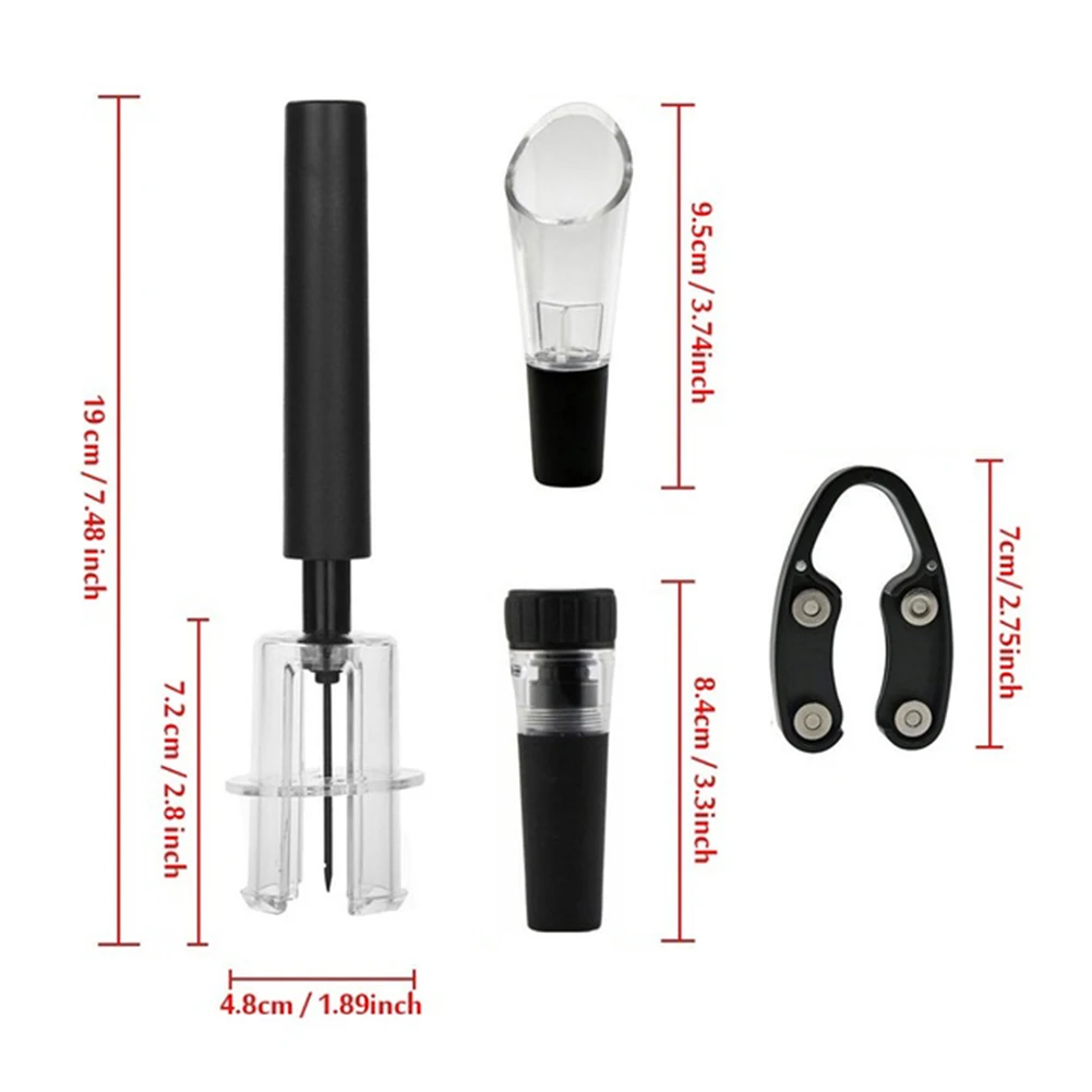 4Pcs Air Pressure Pump Bottle Opener Wine Pourer Foil Cutter Stopper Plug Set | Дом и сад