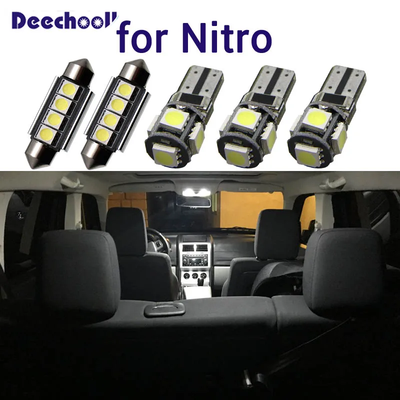 

8 x Canbus car LED bulbs for Dodge for Dodge Nitro 2007-2011 interior light kit + license plate lamps Cold White