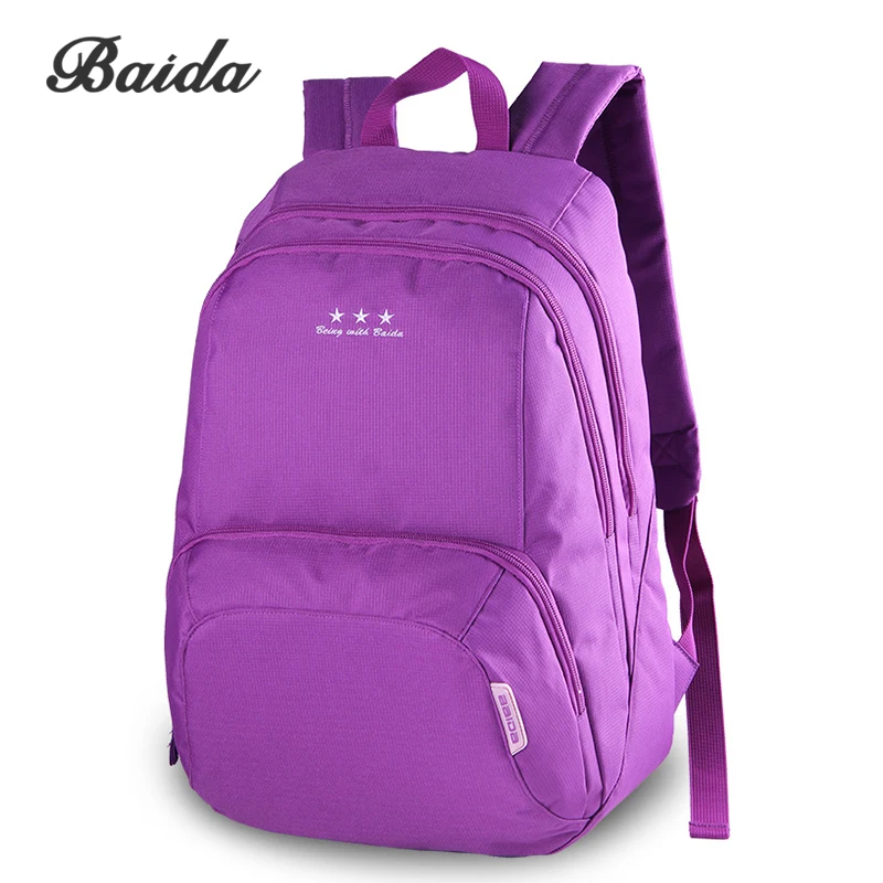 Модный женский рюкзак Mochila, Одноцветный рюкзак для путешествий, рюкзак для подростков, девочек и мальчиков, школьная сумка высокого качества - Цвет: Shallow purple