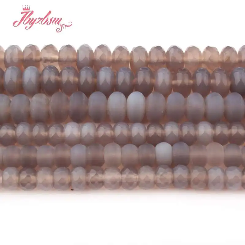 

Natural Gray Agates Rondelle Bead Loose Spacer 3x6/4x8mm Natural Stone Beads For DIY Necklace Bracelet Jewelry Making Strand 15"