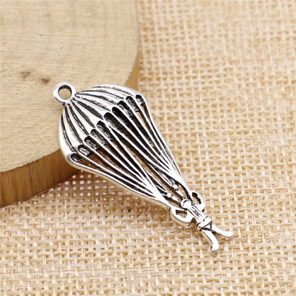 

4Pcs 18x40mm Antique Silver Color Parachute Charms Antique Jewelry Making DIY Handmade Craft