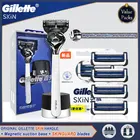 Бритвенный станок Gillette Fusion для мужчин, 5-слойная Хромированная Подставка для чувствительной кожи, оригинальная, с t-образным лезвием, в подарочной упаковке