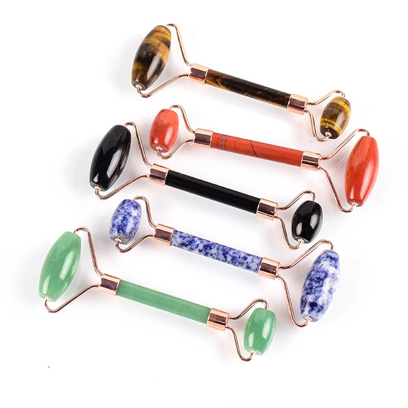 

Massager for Face Lift Up Jade Stone Roller Rose Quartz Natural Crystal Stone Slimming Thin Chin Facial Skin Care Beauty Tool