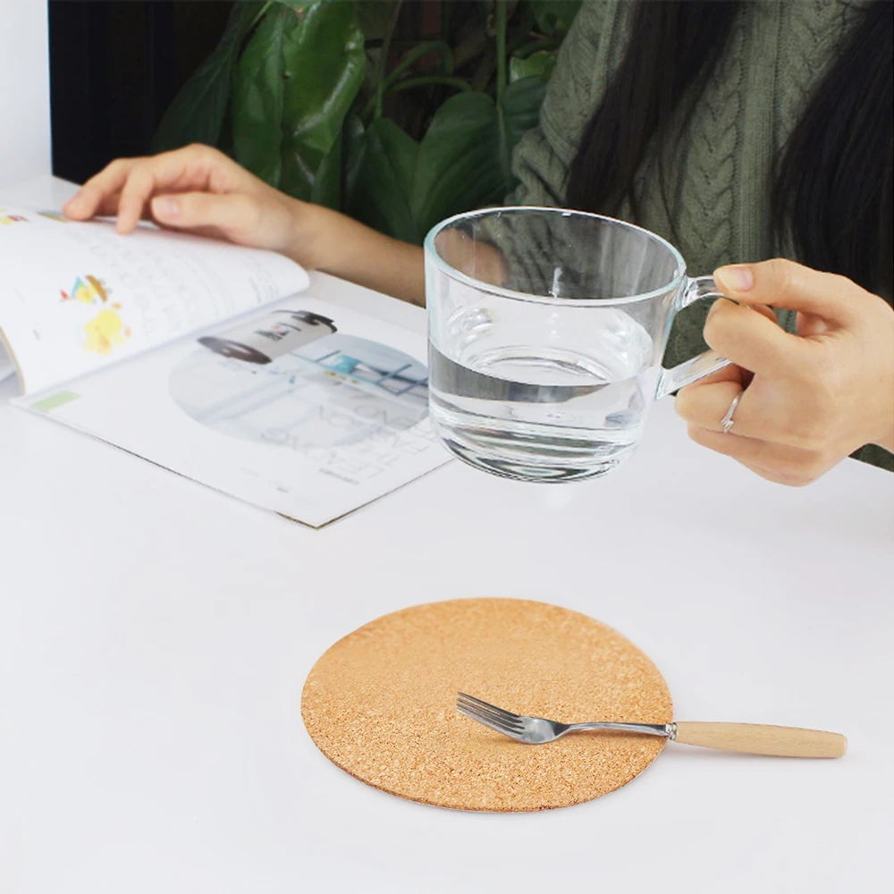 5 шт./лот круглая натуральная подставка из пробковой древесины термостойкая