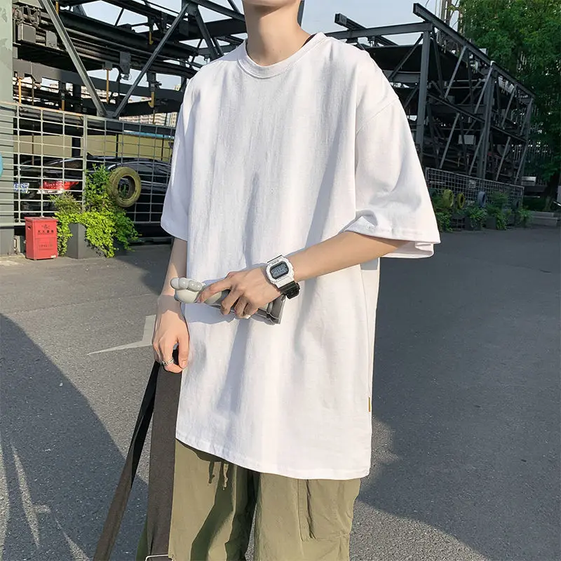

Harajuku T Shirts Men's Clothing Summer Tshirt Cotton Crew Neck Short Sleeve Tees Streetwear Tops Casual Oversized T-Shirts Male