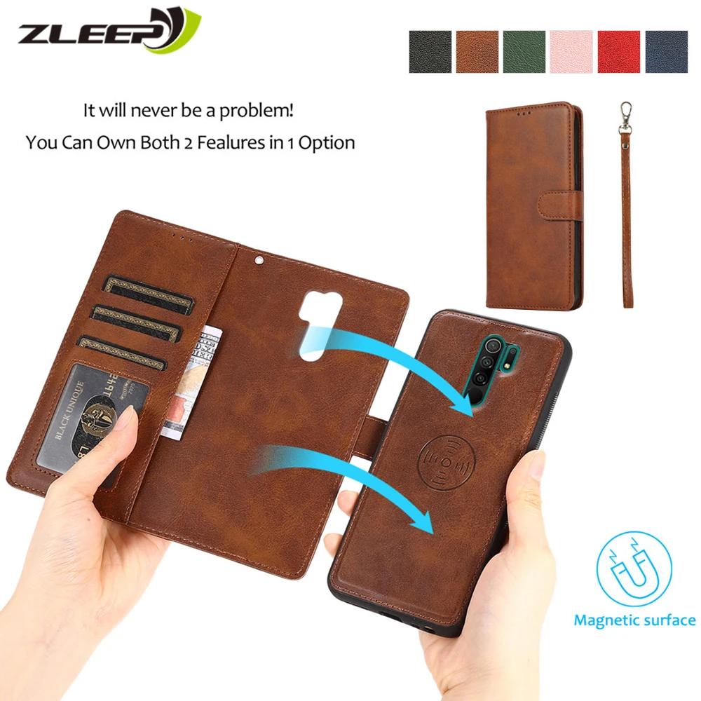 

Strong Magnetic Leather Case For Xiaomi Redmi 9 9A 9C Note 9 9S 8 Pro Max Flip Wallet Card Holder Stand Phone Bags Cover Coque