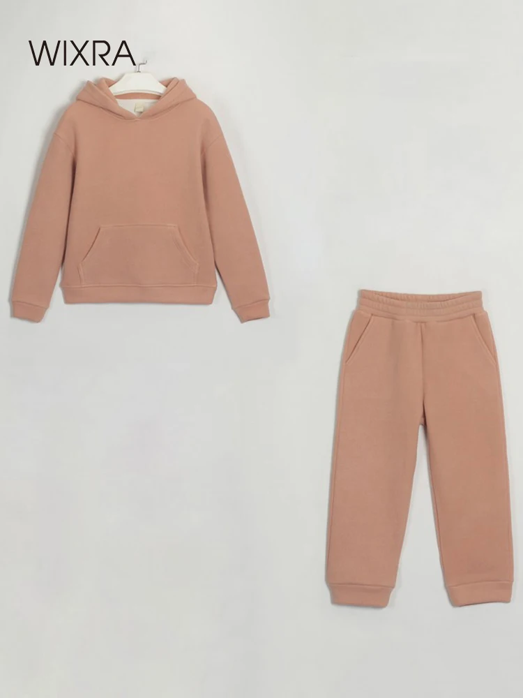 Wixra-Sudadera con capucha y pantalones de cintura el&aacute;stica para ni&ntilde;o, ropa informal de pap&aacute; y ni&ntilde;o, suave y c&aacute;lida, conjunto familiar de 2 Uds., Oto&ntilde;o e Invierno-0