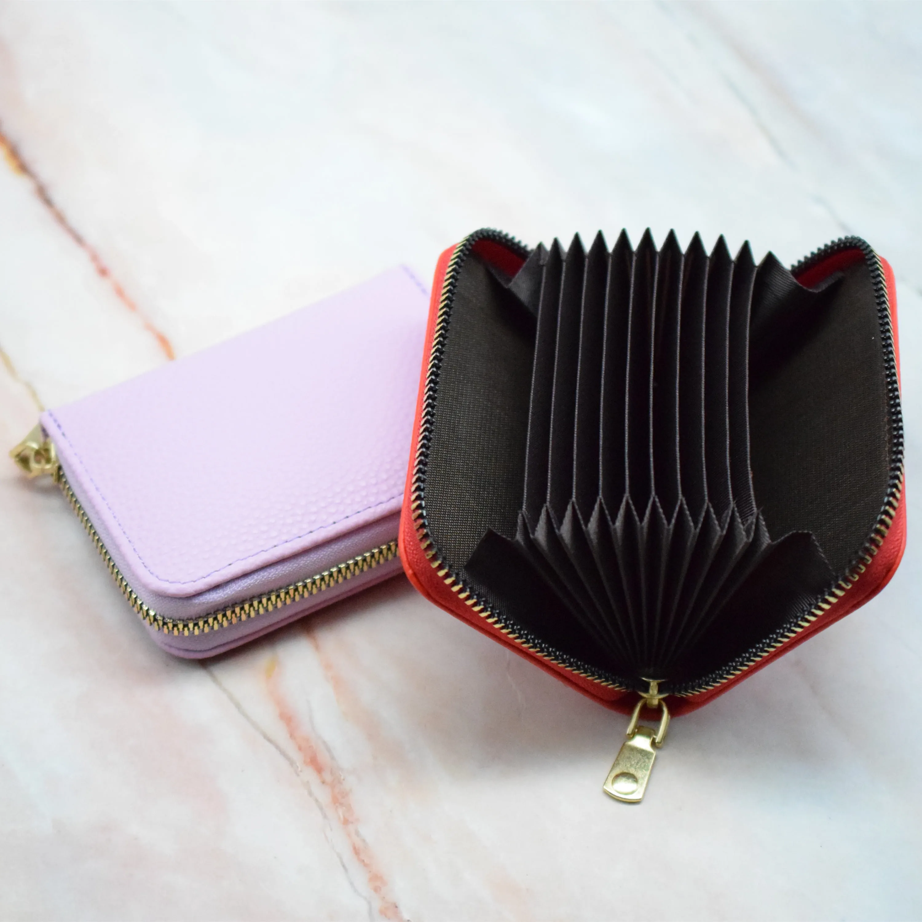 

Card ID Holders PU Leather Cardholder Black/blue/pink Business Card Holder 11 Bits Zipper Color Matching Credit Card Case