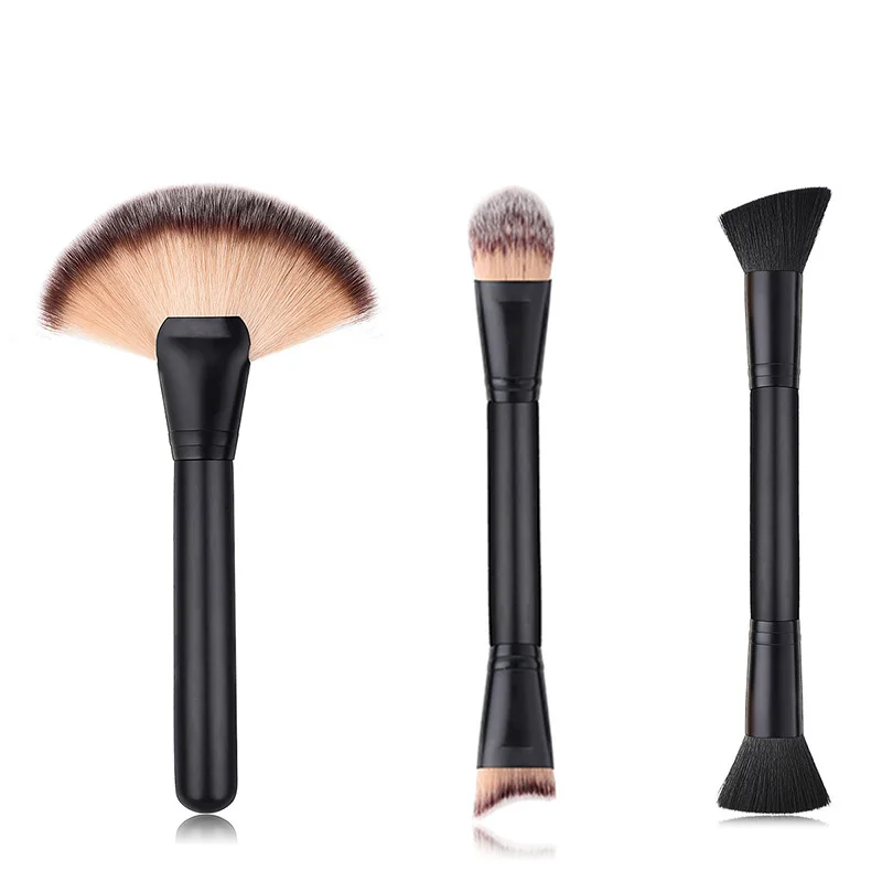 

Makeup Brush Double Head Flat Top Kabuki Foundation Brush for Liquid Cream Powder Contour Buffing Blending Concealer Face Brush