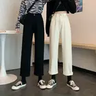 Джинсы женские прямые с завышенной талией, свободные брюки из денима в Корейском стиле, Повседневная Уличная одежда для студентов