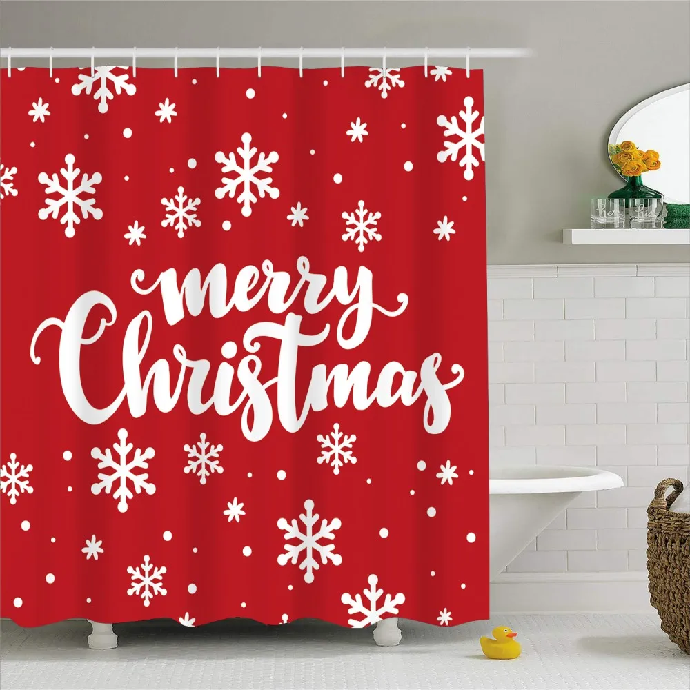 

Merry Christmas, занавеска для ванной, красный/синий экран, водонепроницаемая, плесень, полиэстер, занавеска для душа, для дома, ванной комнаты, Деко...