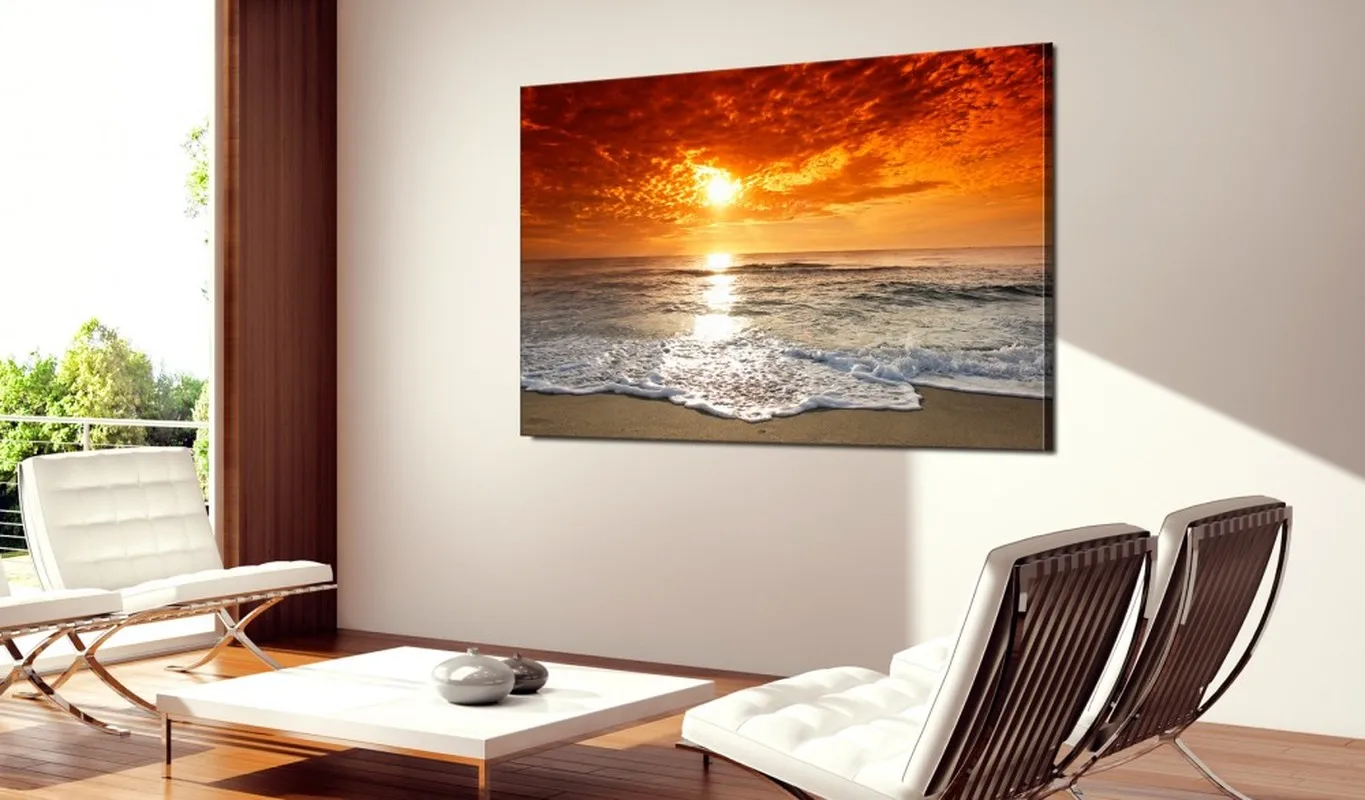 DIY рамка Холст Картина Пейзаж Великолепный пляж Закат фотография на море волна