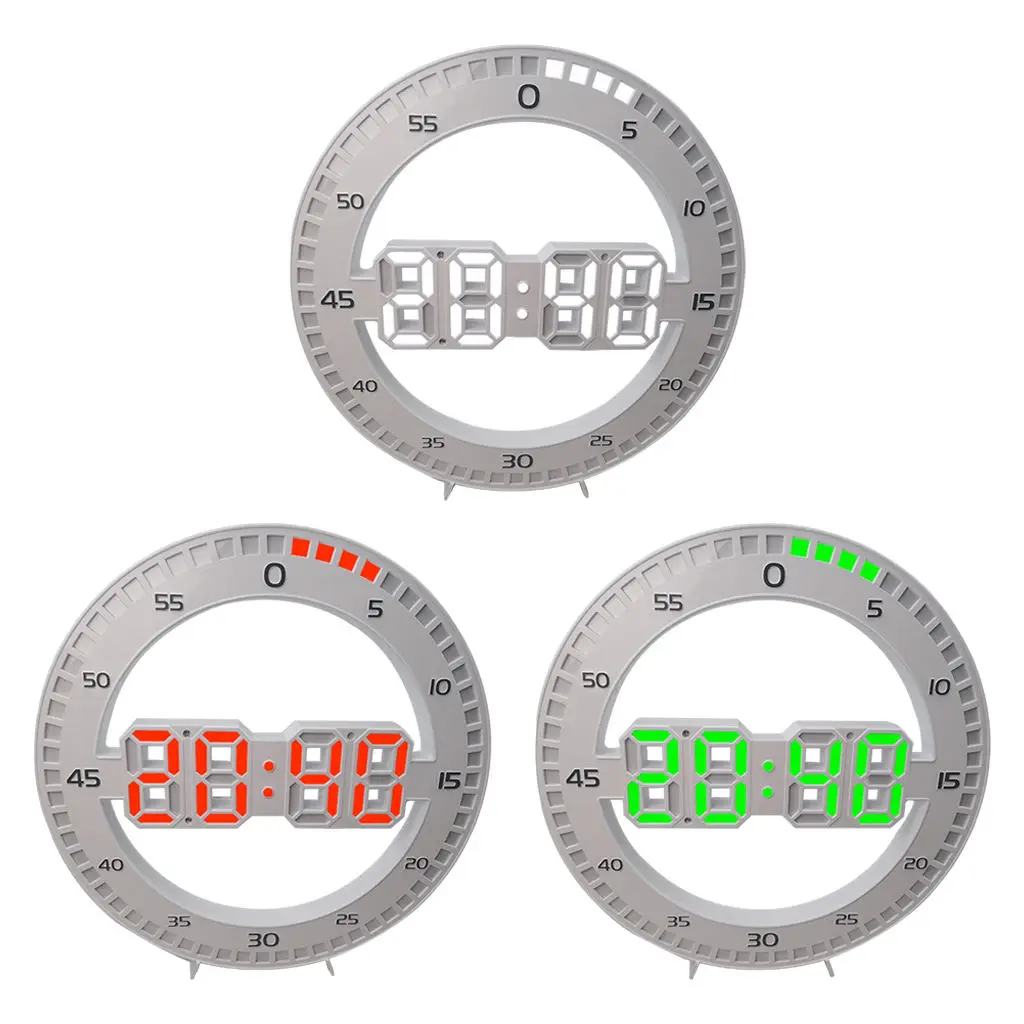 

3D Round Digital Wall Clock Alarm Table Clock Wall Clock 12/24 Hour Electronic Display Table Clock