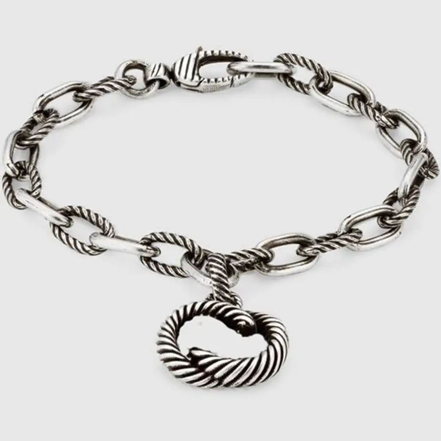 

1:1Classic boutique jewelry, trend retro fashion Sterling Silver two letter Pendant Bracelet