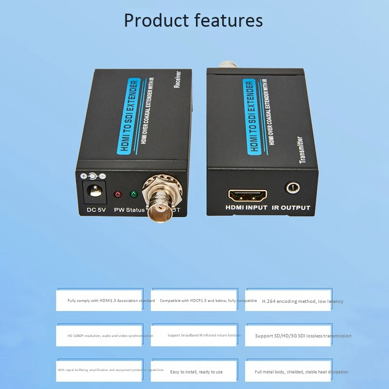 

HDMI Coaxial Extender HDMI to SDI Coaxial Extender 100M/328Ft 1080P with IR Infrared Function EU Plug