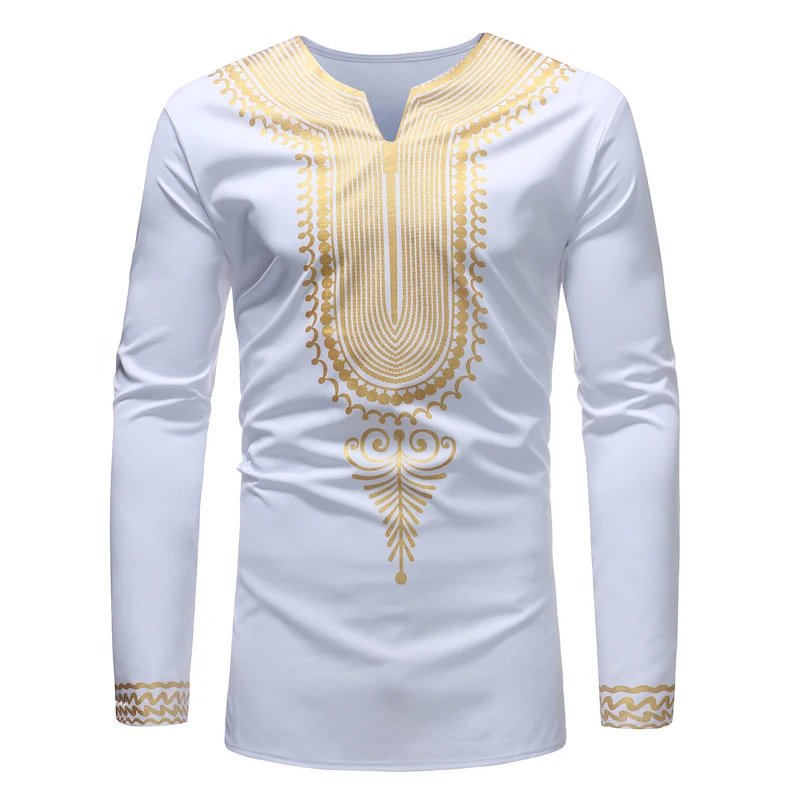 Рубашка Dashiki с Африканским принтом Мужская Свадебная рубашка длинным рукавом