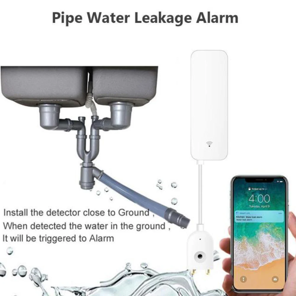 

Tuya Wifi Leak Alarm Water Flood Detector Water Level Sensor Smart Home Full Water Remote Alarm Work With Alexa Google Home