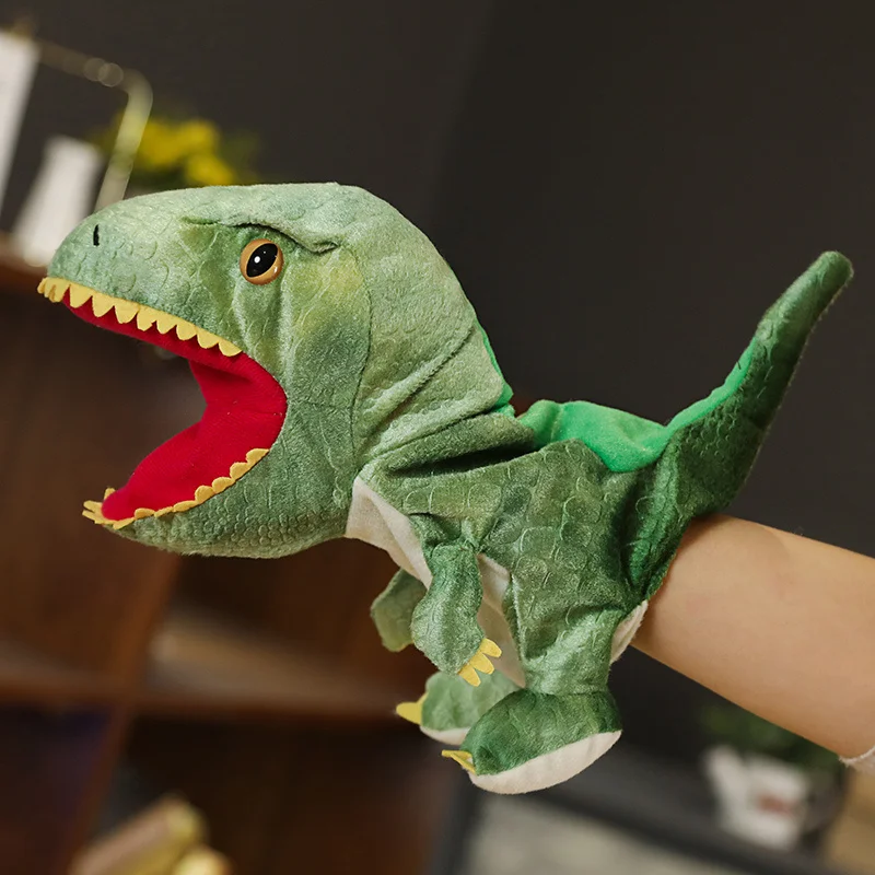 

25cm Cute Cartoon Dinosaur Plush Hand Puppets Stuffed Soft Animals Telling Learning Funny Accompany Toy Baby Birthday Gift