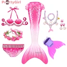 Купальник-Русалка с хвостом, летнее платье принцессы, Пляжное Платье для девочек, вечерние платья-русалки