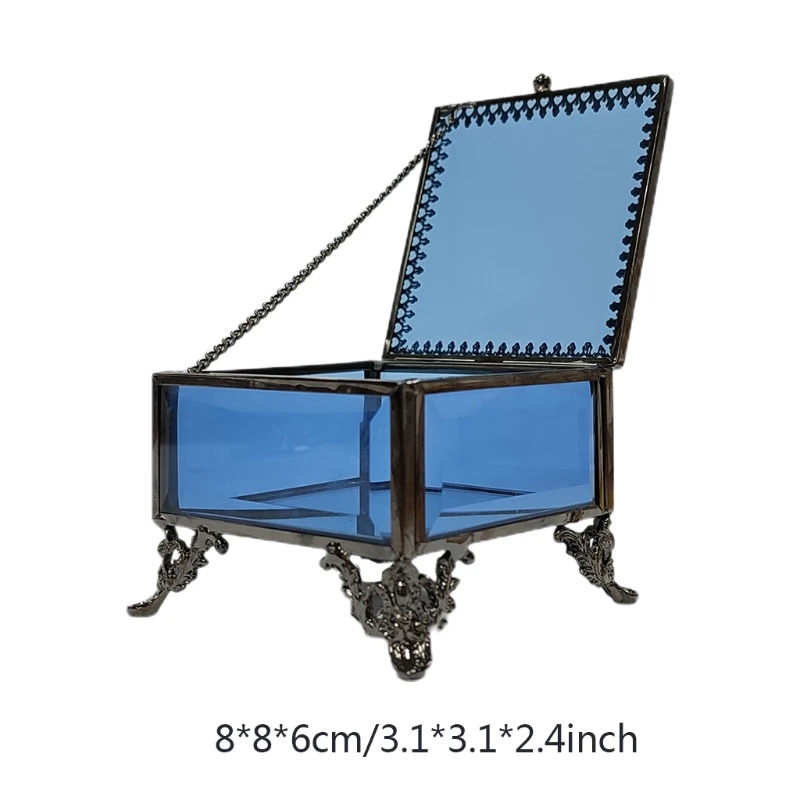 

Blue Glass Trinket Box Glass Jewelry Keepsake Display Small Decorative Boxes Nature Themed Home Dcor Collectibles Gift